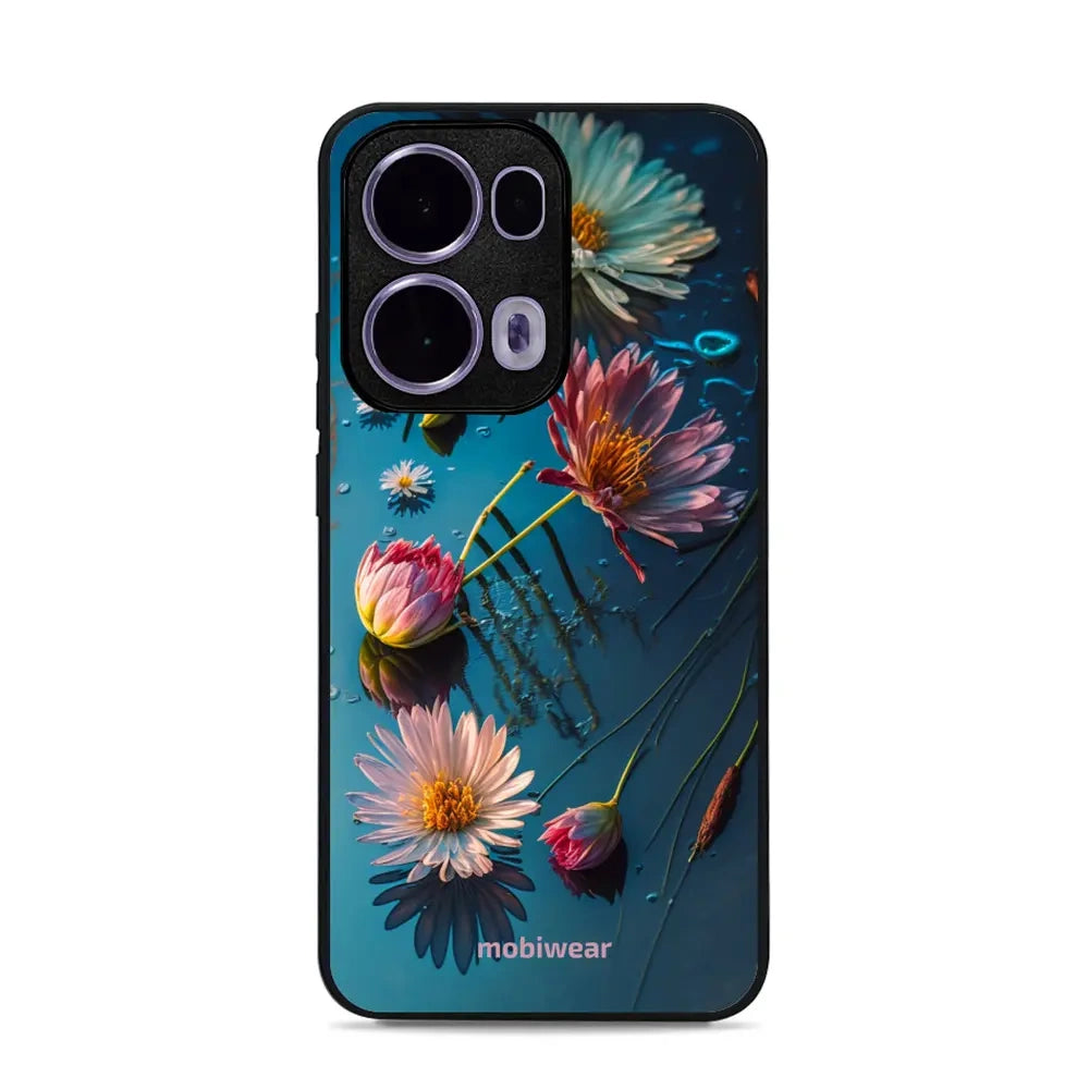 Handyhülle für Oppo Reno13 Pro, Mobiwear Glossy Case, Blau-Blumig