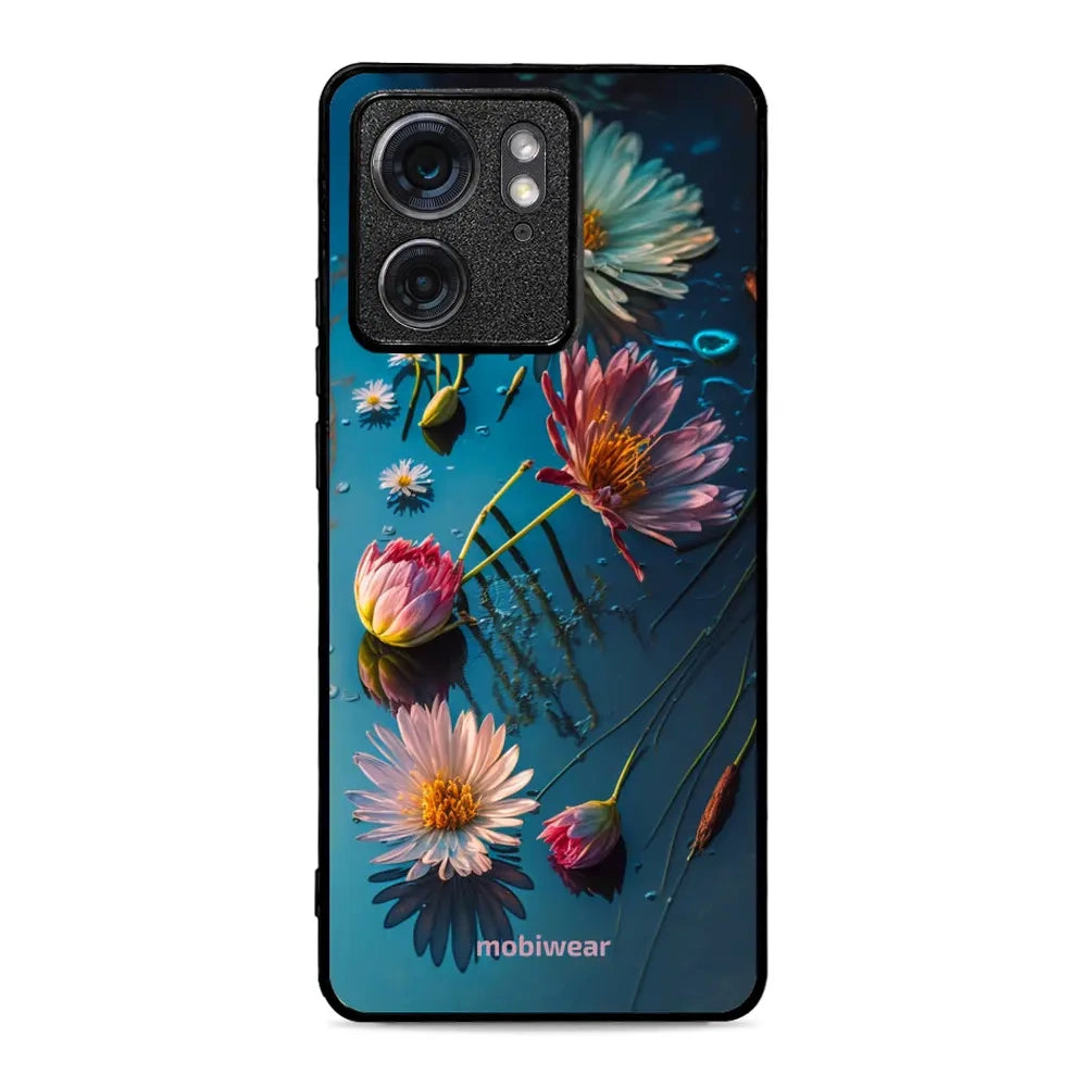 Handyhülle für Motorola Edge 40, Mobiwear Glossy Case, Blau-Blumig