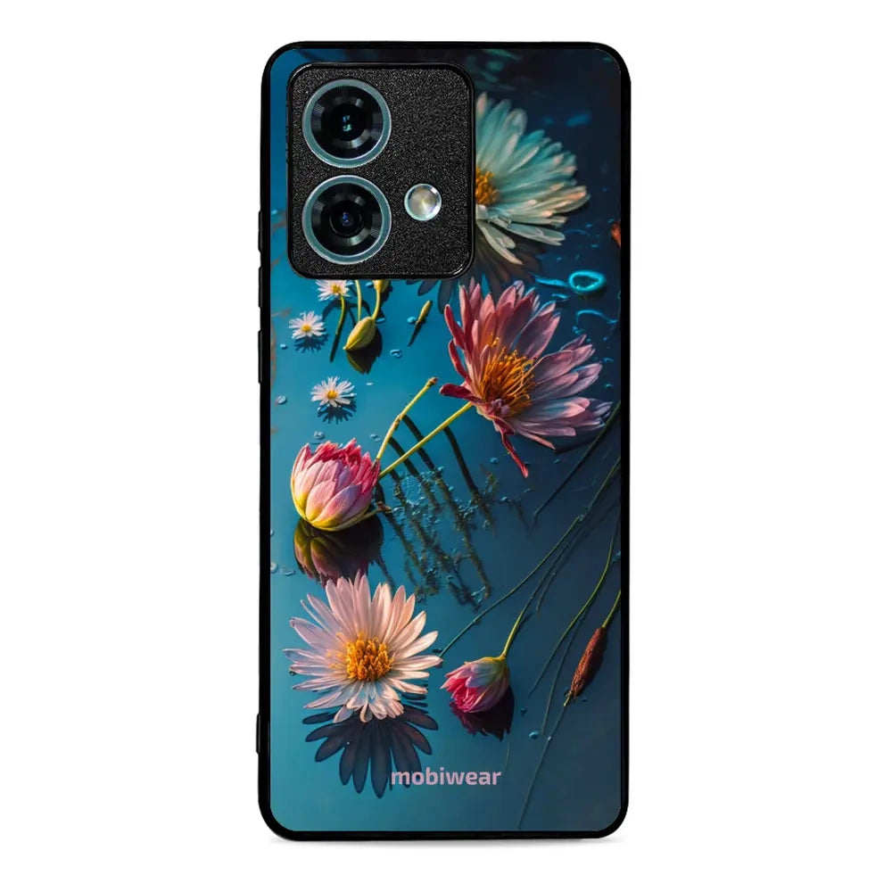 Handyhülle für Motorola Edge 40 Neo, Mobiwear Glossy Case, Blau-Blumig
