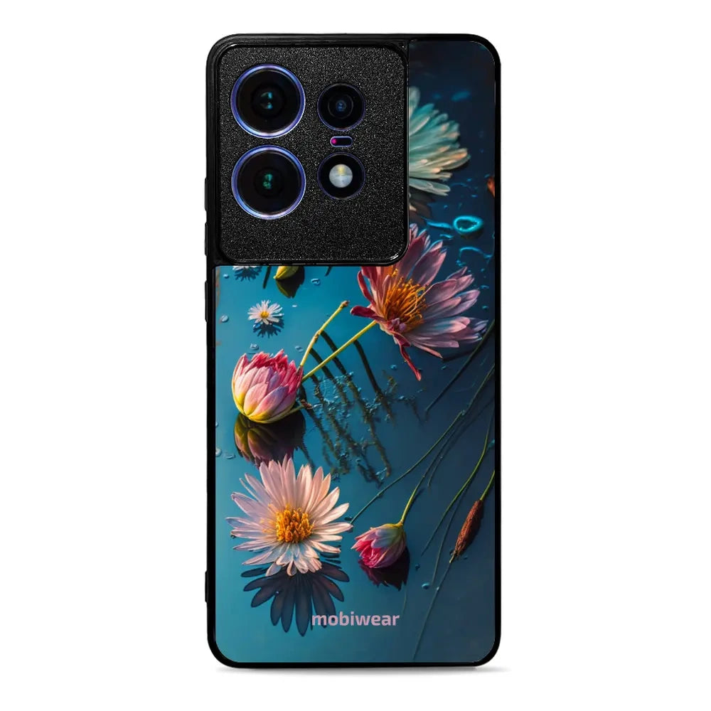 Handyhülle für Motorola Edge 50 Pro, Mobiwear Glossy Case, Blau-Blumig