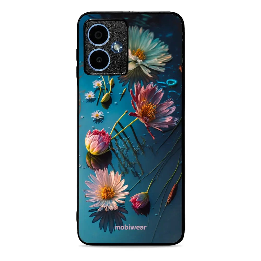 Handyhülle für Motorola Moto G14, Mobiwear Glossy Case, Blau-Blumig