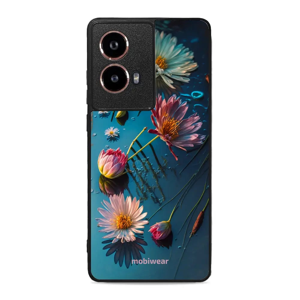 Handyhülle für Motorola Moto G85 5G, Mobiwear Glossy Case, Blau-Blumig