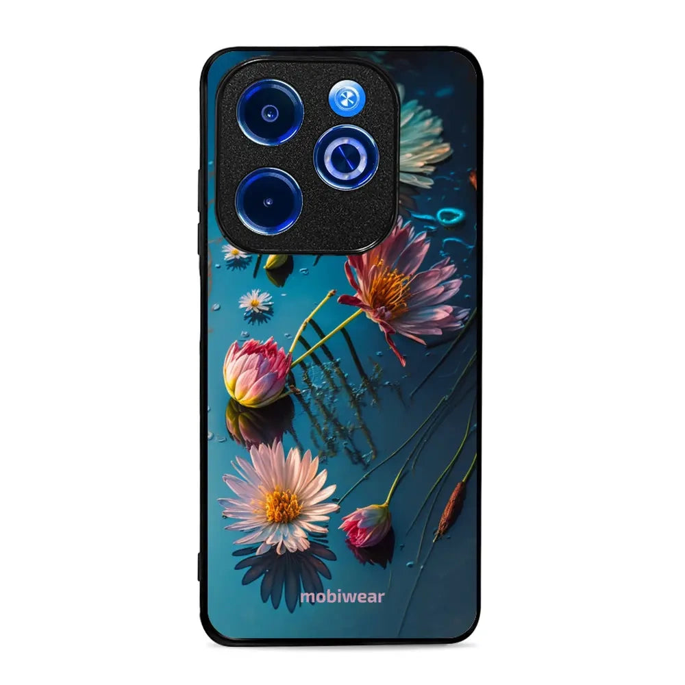 Handyhülle für Infinix Hot 40i, Mobiwear Glossy Case, Blau-Blumig