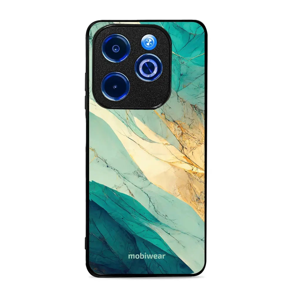 Handyhülle für Infinix Hot 40i, Mobiwear Glossy Case, Türkis-Marmor