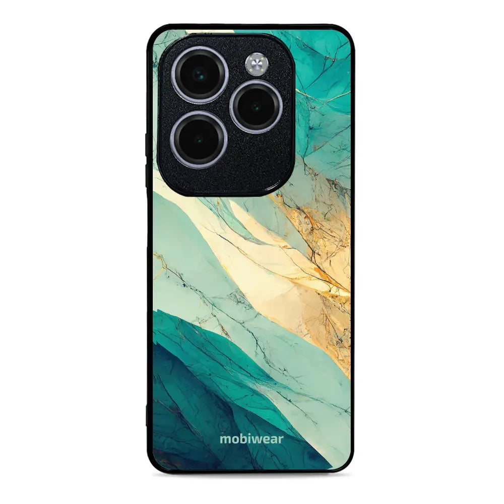 Handyhülle für Infinix Hot 40 Pro, Mobiwear Glossy Case, Türkis-Marmor
