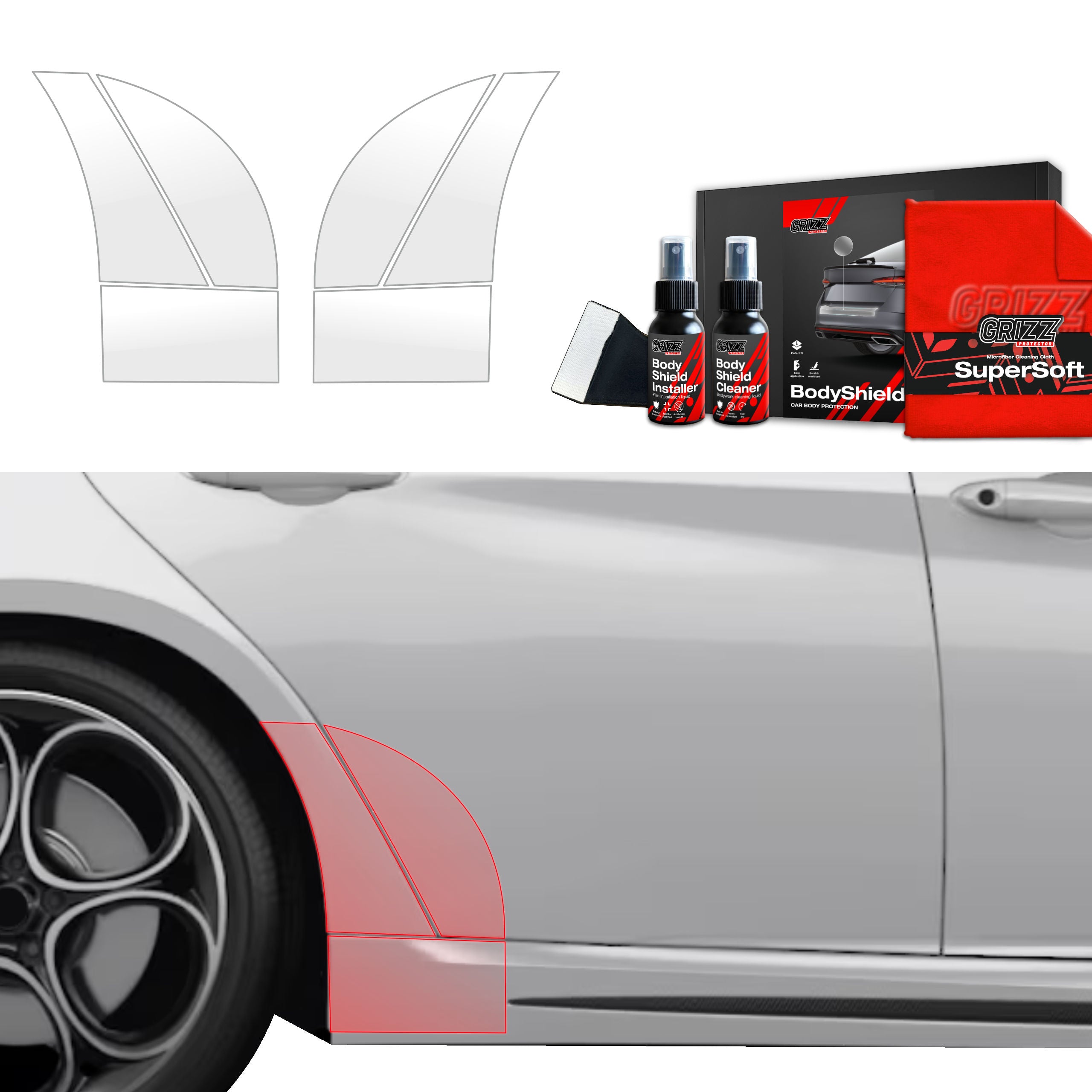6in1 Schutzfolie Grizz Protector für hinteren & vorderen Seitenschwelle - Alfa Romeo Giulia (2023-2026)