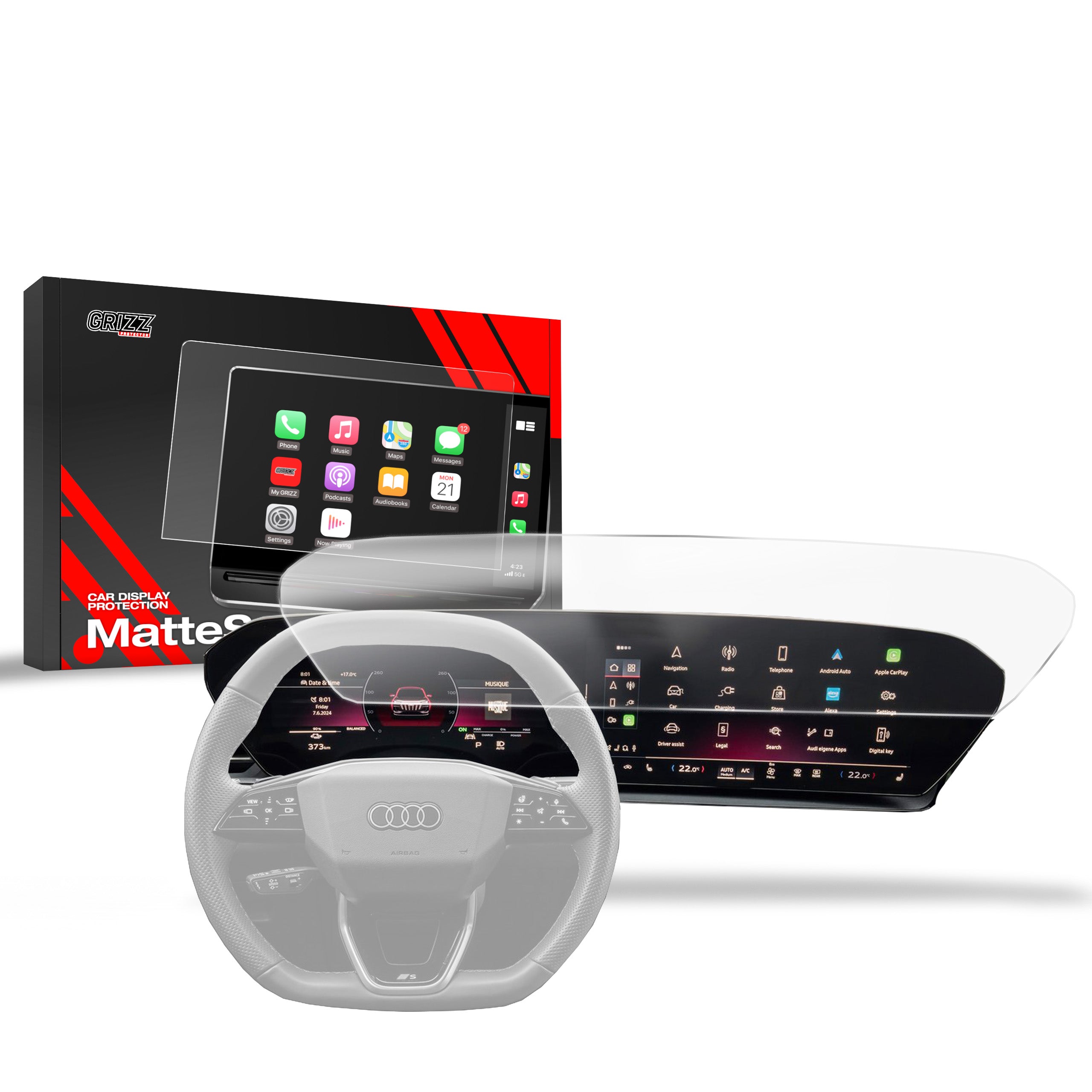Matte Autodisplayfolie für Audi Q6 e-tron (2024-2026), Grizz Protector