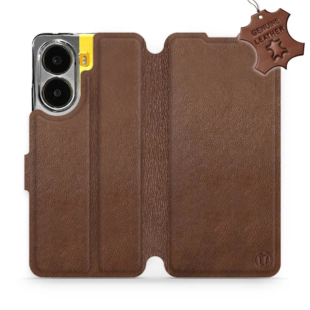 Echtleder Handyhülle für Xiaomi POCO X7 Pro, Mobiwear Leather, Braun