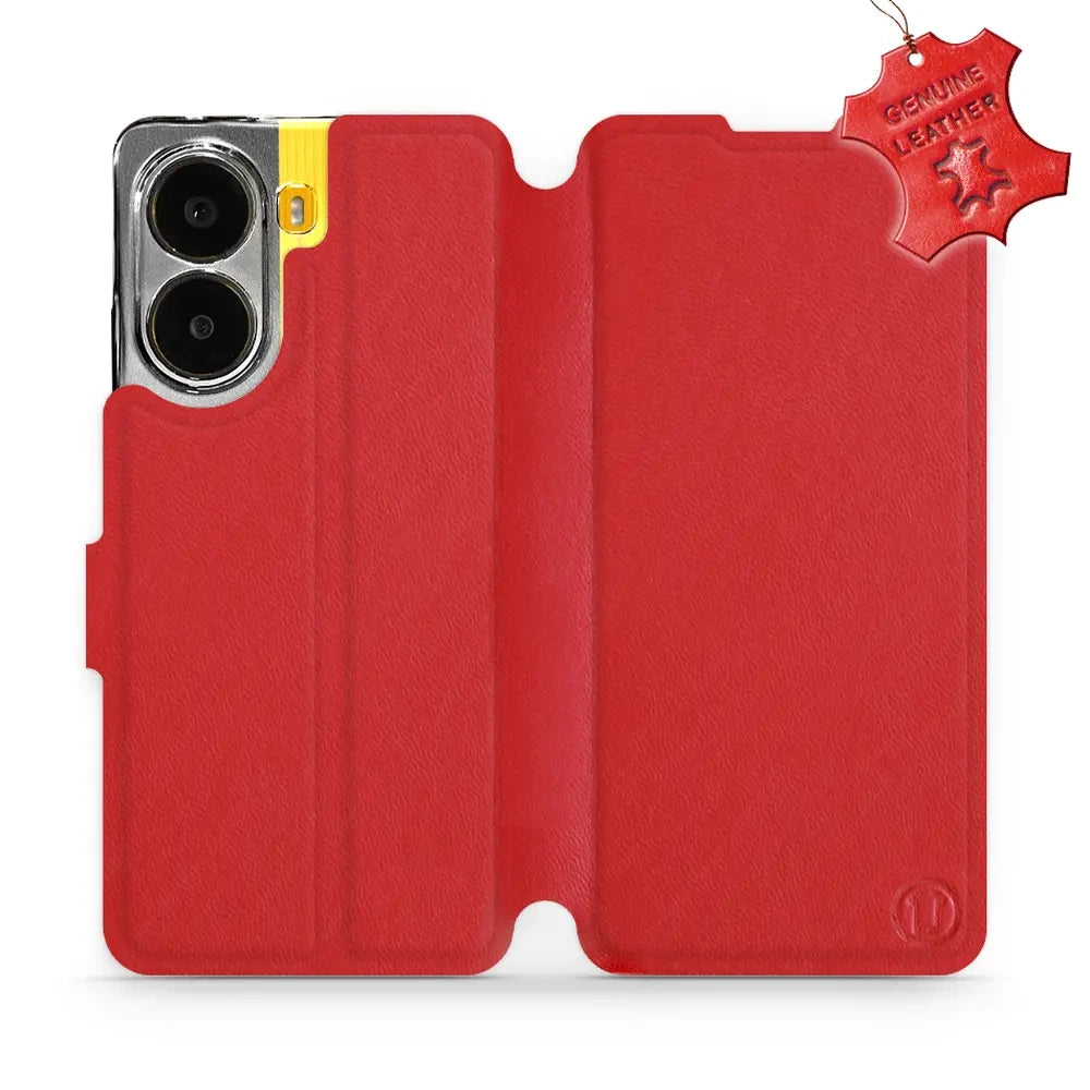 Echtleder Handyhülle für Xiaomi POCO X7 Pro, Mobiwear Leather, Rot