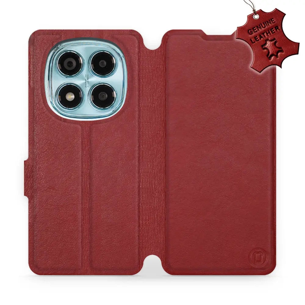 Echtleder Handyhülle für Xiaomi Redmi Note 14 Pro 4G, Mobiwear Leather, Dunkelrot