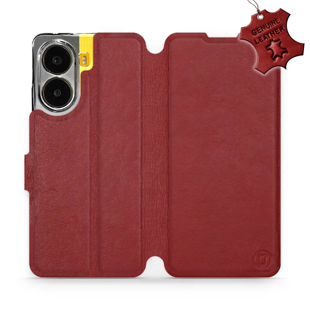 Echtleder Handyhülle für Xiaomi POCO X7 Pro, Mobiwear Leather, Dunkelrot