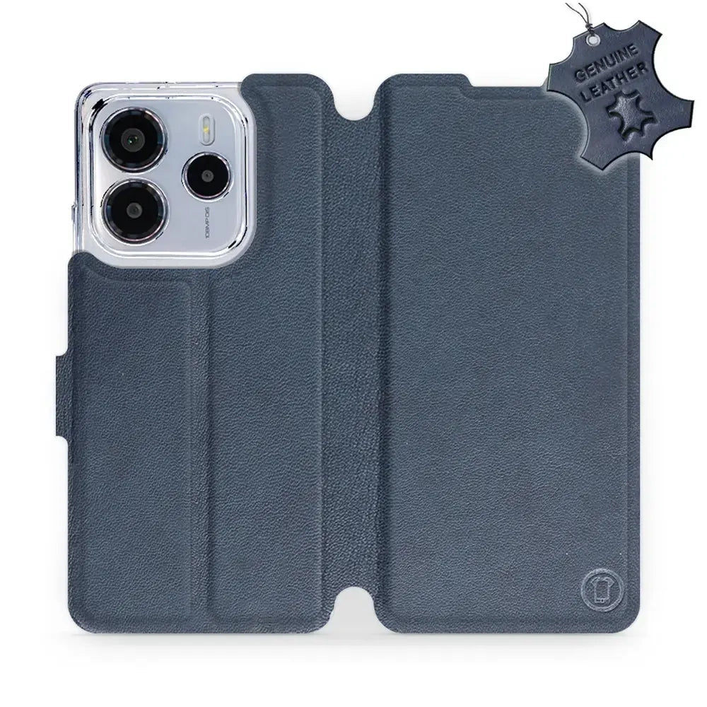 Echtleder Handyhülle für Xiaomi Redmi Note 14 4G, Mobiwear Leather, Dunkelblau