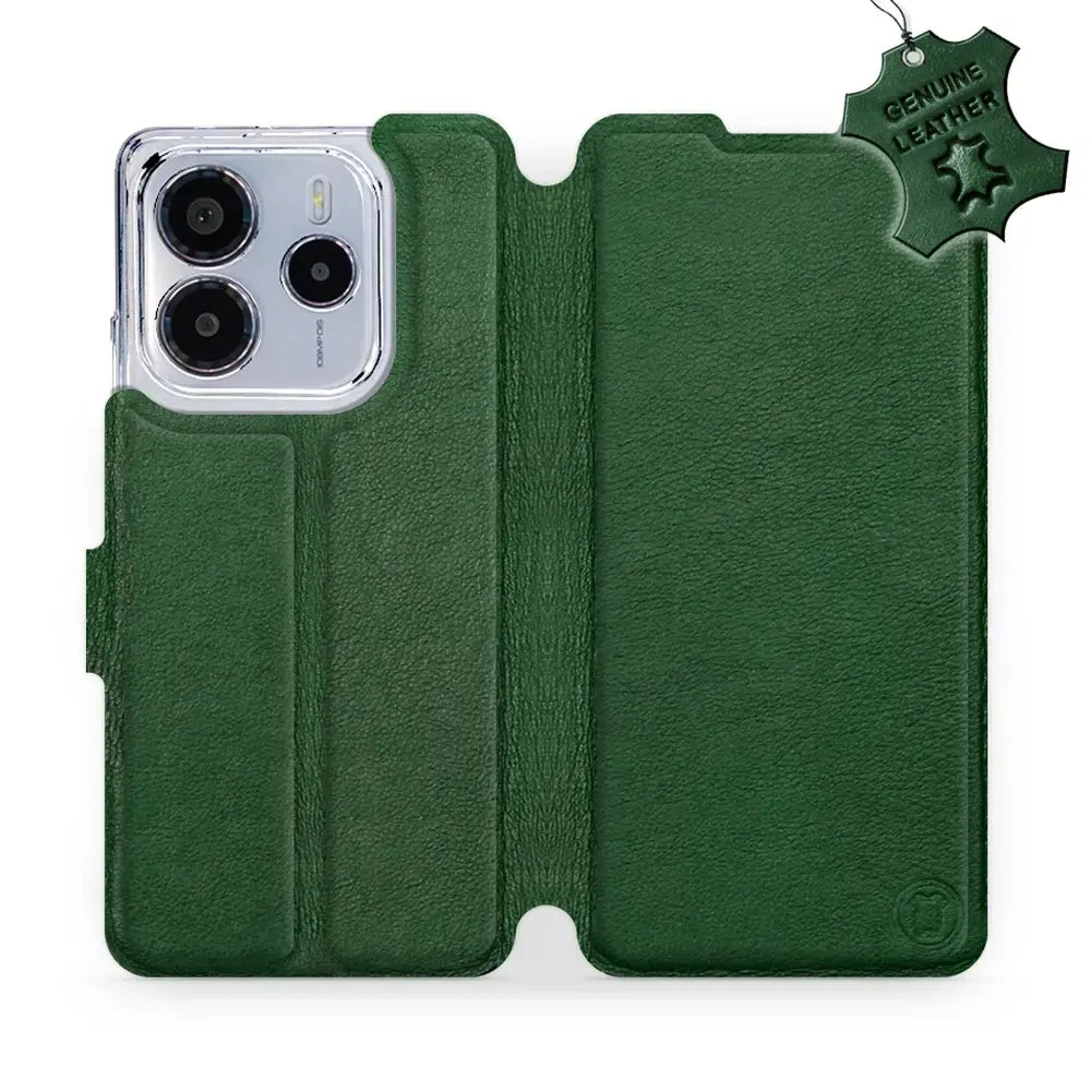 Echtleder Handyhülle für Xiaomi Redmi Note 14 4G, Mobiwear Leather, Grün
