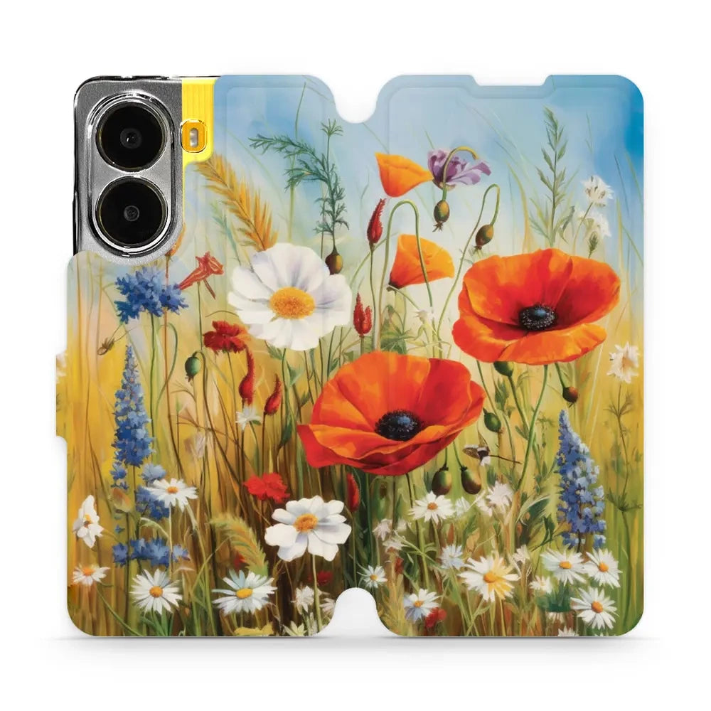 Handyhülle mit klappe für Xiaomi POCO X7 Pro, Mobiwear Book, Wiesenblumen