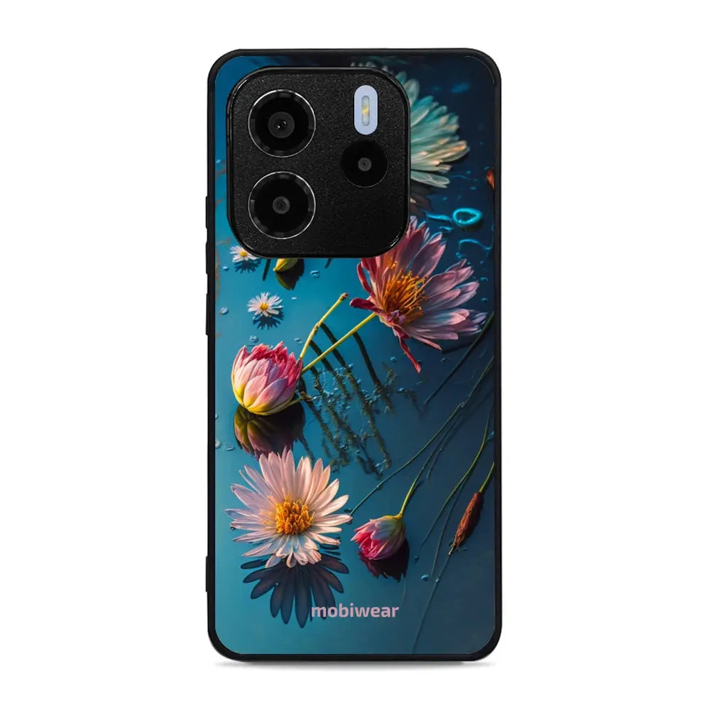 Handyhülle für Xiaomi Redmi Note 14 4G, Mobiwear Glossy Case, Blau-Blumig