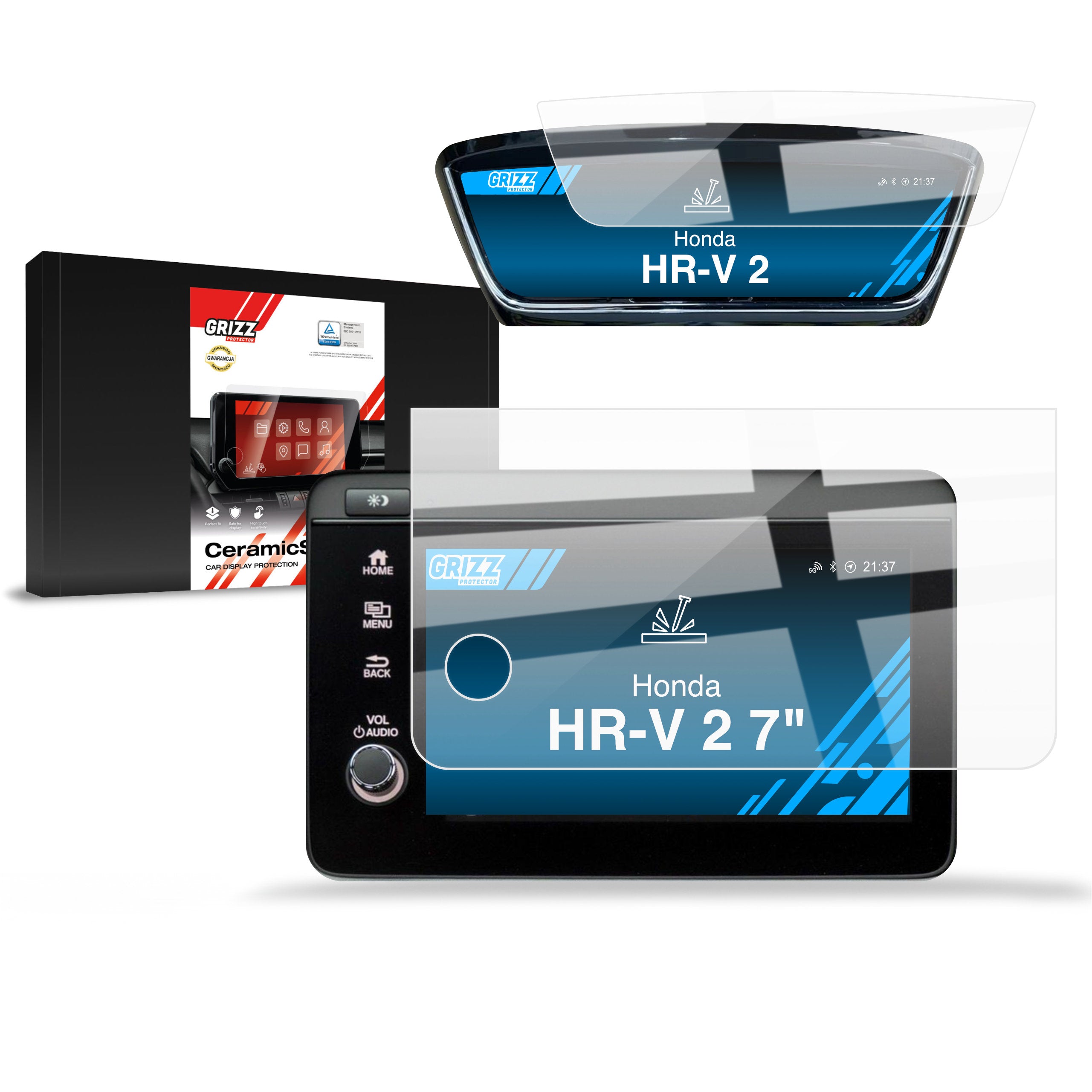 Keramische Autodisplayfolie 2in1 für Honda HR-V 2 (2019-2022), Grizz Protector
