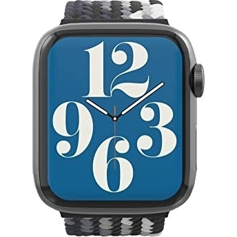 Armband für Apple Watch 44/45/46/49 mm, Zagg Gear4 Braided Watch Band, Größe M, Grau-Weiß (2/4)