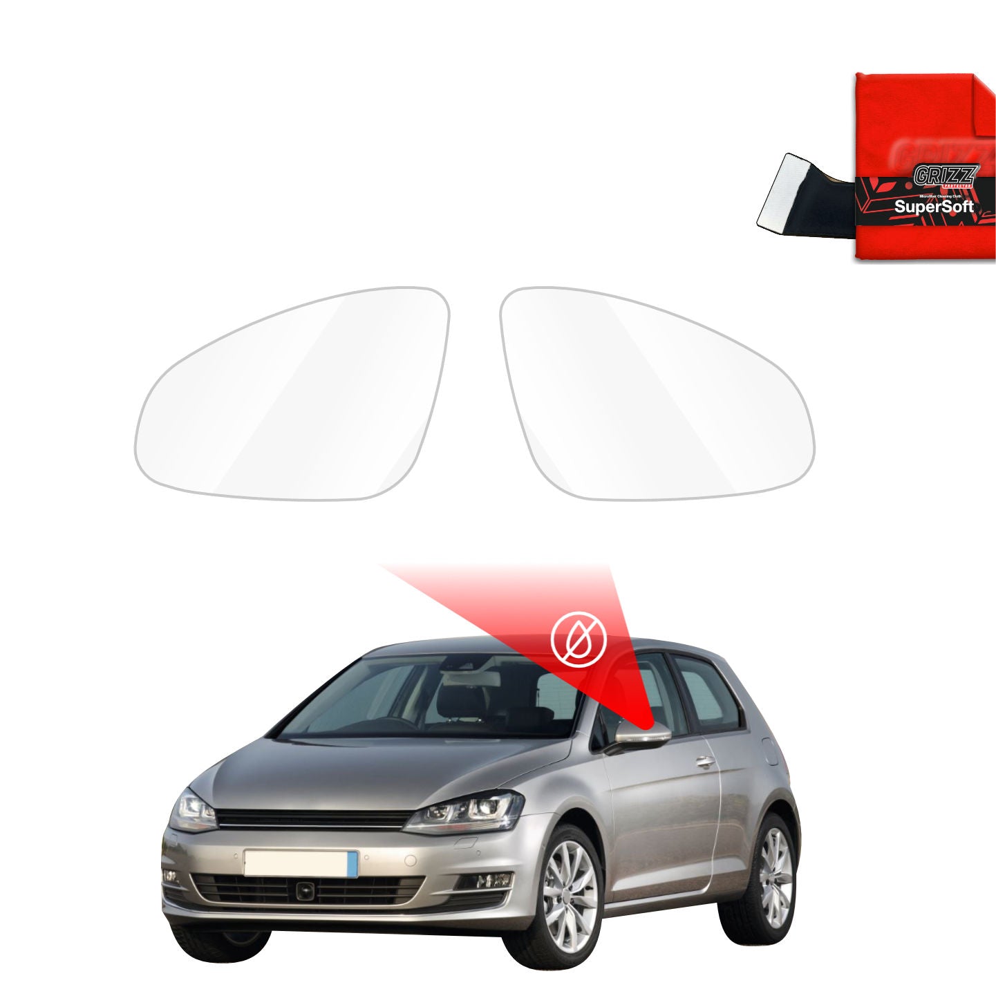 Regenschutzfolie Grizz Protector für Außenspiegel - Volkswagen Golf 7 Hatchback 3D (2012-2020)