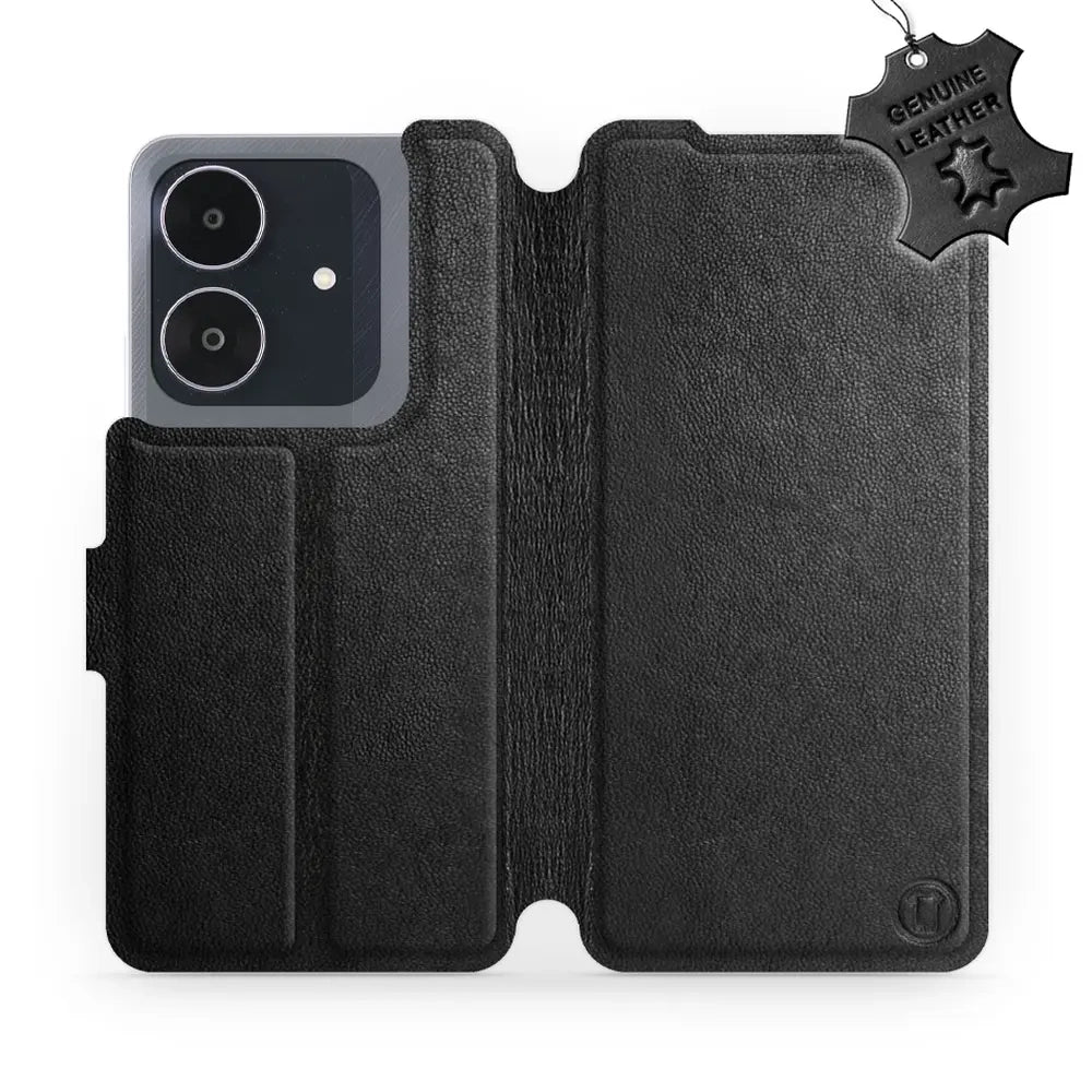 Echtleder Handyhülle für Realme Note 60, Mobiwear Leather, Schwarz