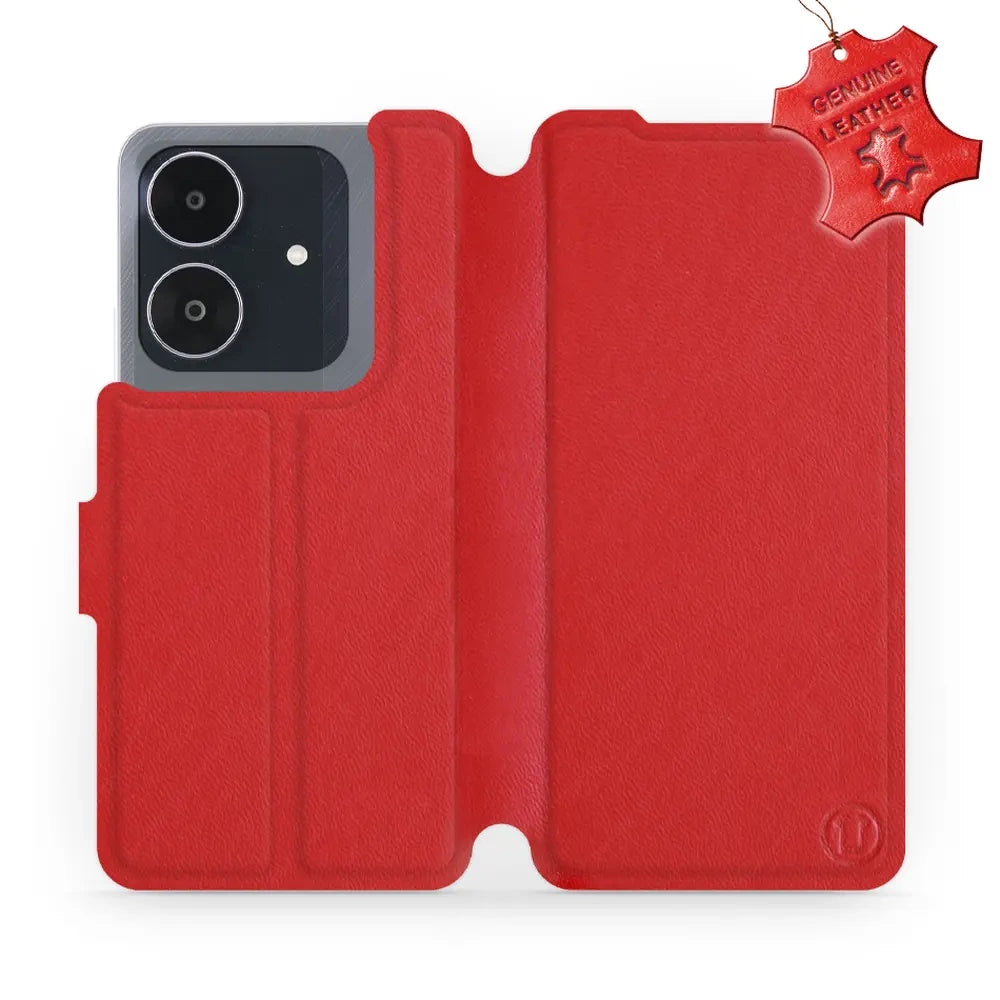 Echtleder Handyhülle für Realme Note 60, Mobiwear Leather, Rot