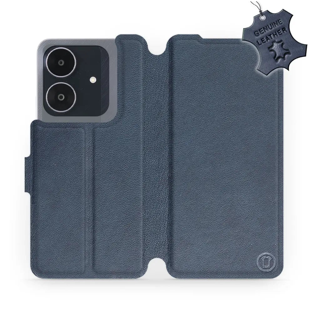 Echtleder Handyhülle für Realme Note 60, Mobiwear Leather, Dunkelblau
