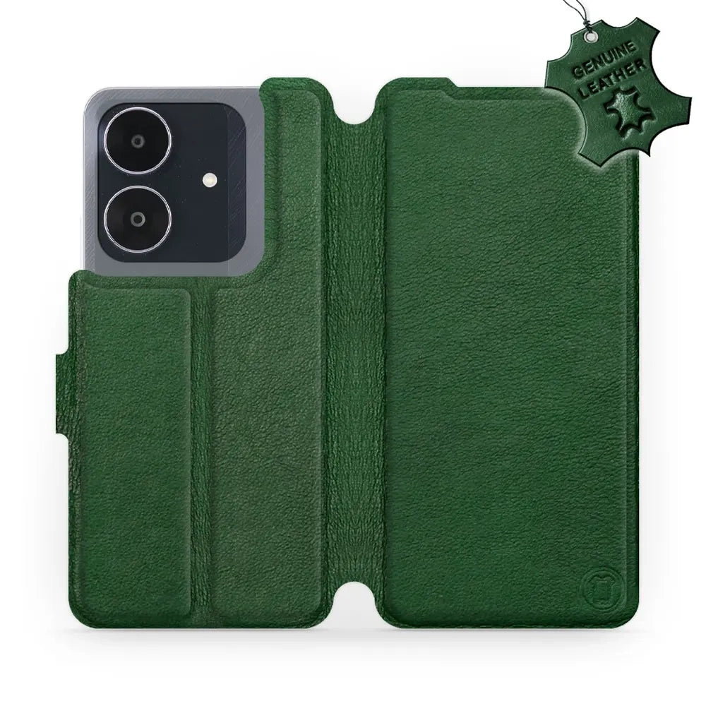 Echtleder Handyhülle für Realme Note 60, Mobiwear Leather, Grün