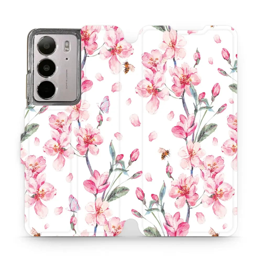 Handyhülle mit klappe für Realme C75 4G, Mobiwear Book, Rosa Frühling