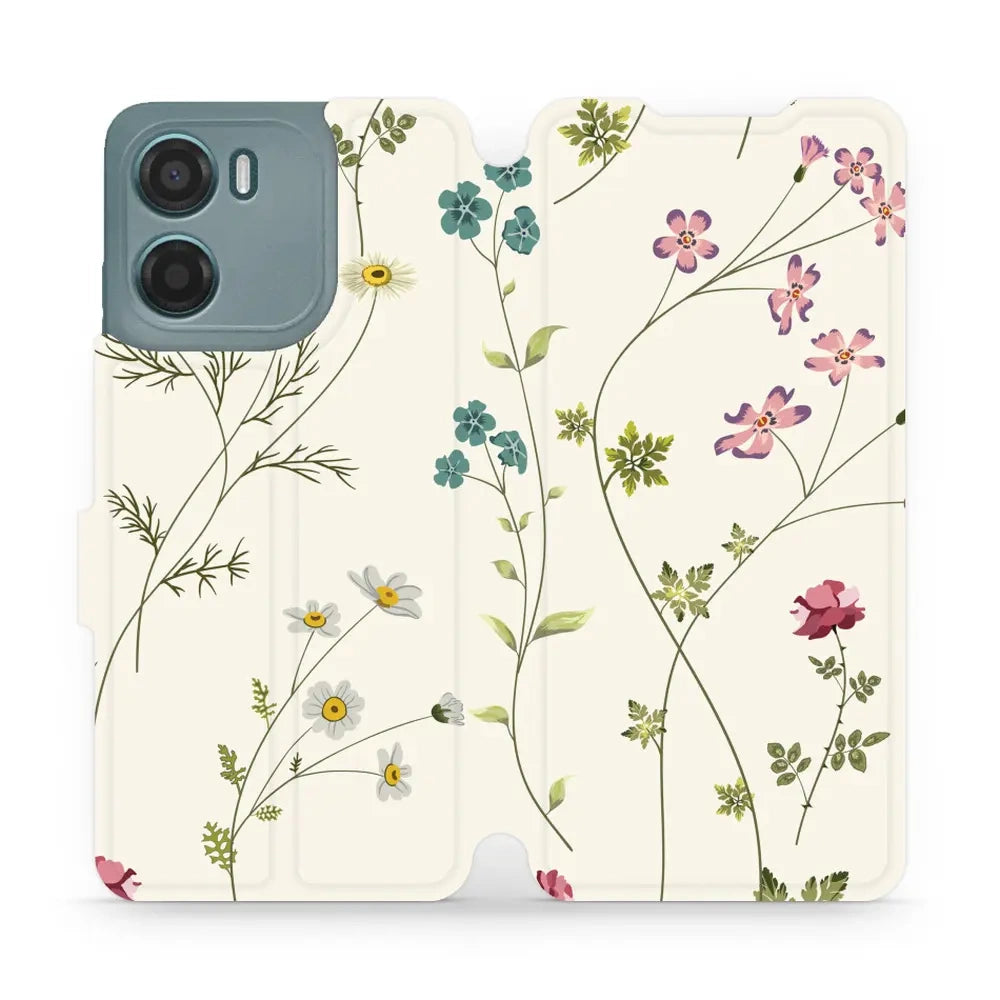 Handyhülle mit klappe für Motorola Moto G05, Mobiwear Book, Feldblumen
