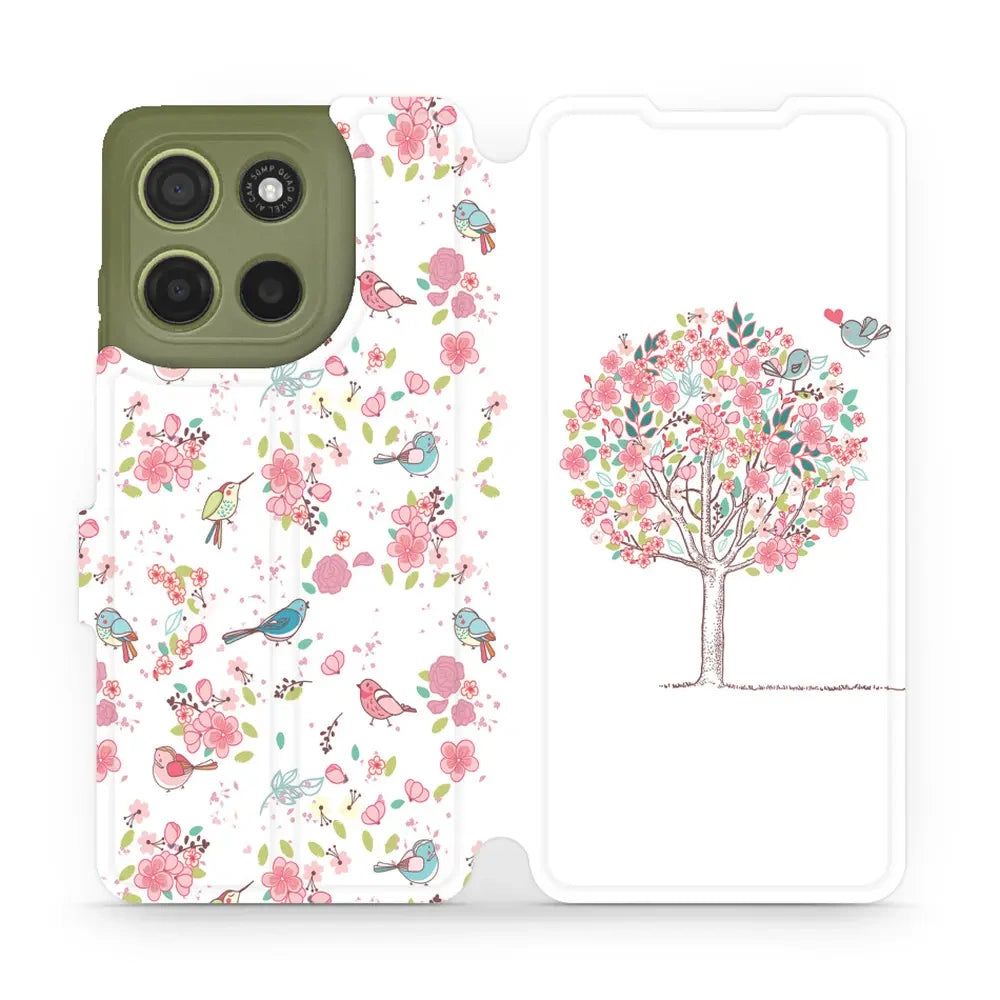 Handyhülle mit klappe für Motorola Moto G15, Mobiwear Book, Rosa Hain