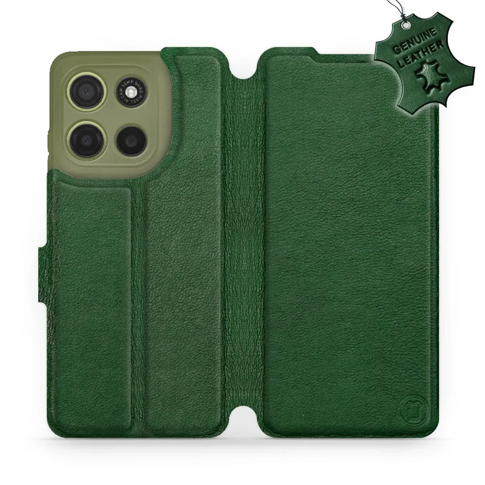 Echtleder Handyhülle für Motorola Moto G15, Mobiwear Leather, Grün