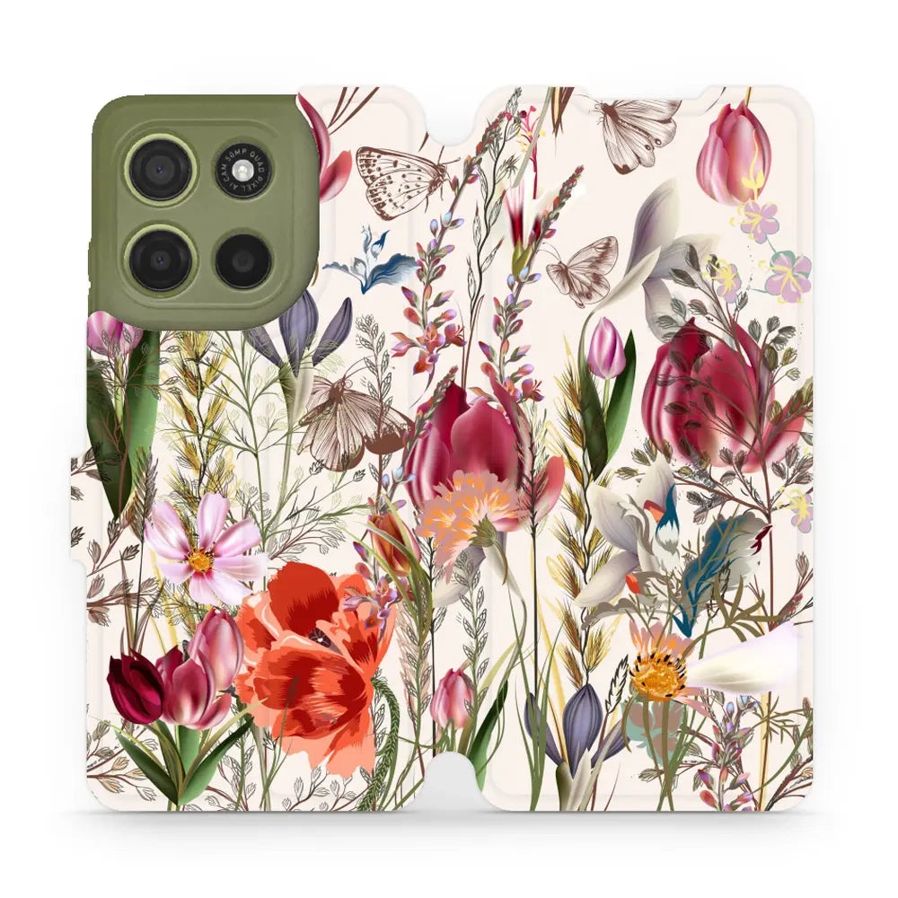 Handyhülle mit klappe für Motorola Moto G15, Mobiwear Book, Blumenstrauß
