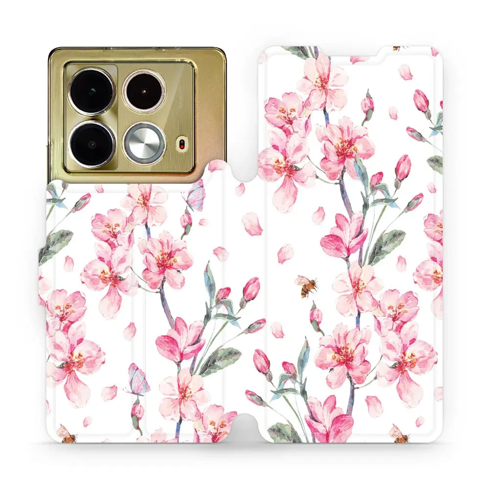 Handyhülle mit klappe für Infinix Note 40, Mobiwear Book, Rosa Frühling