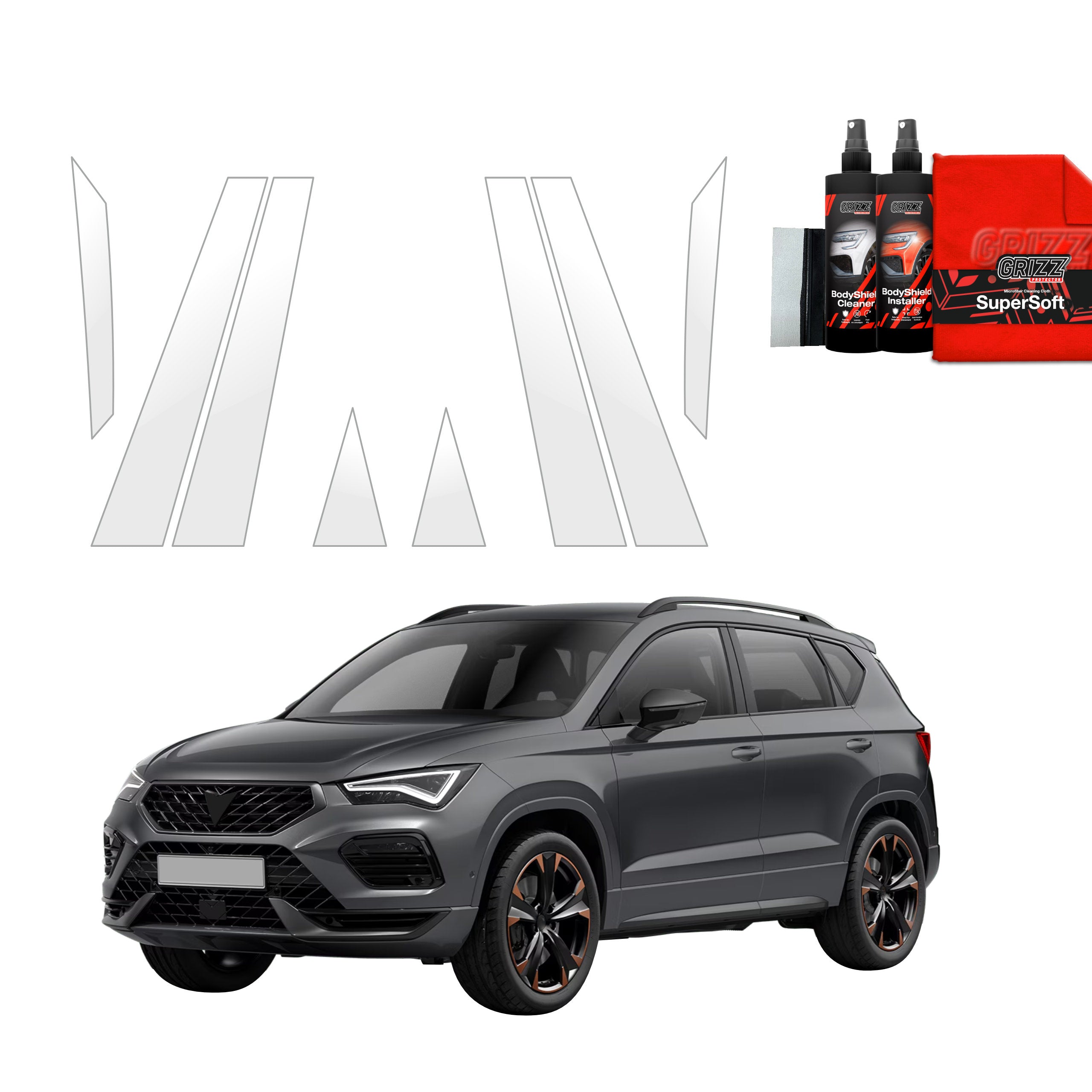 10in1 Schutzfolie Grizz Protector für B-C-Säule - Cupra Ateca (2020-2026)