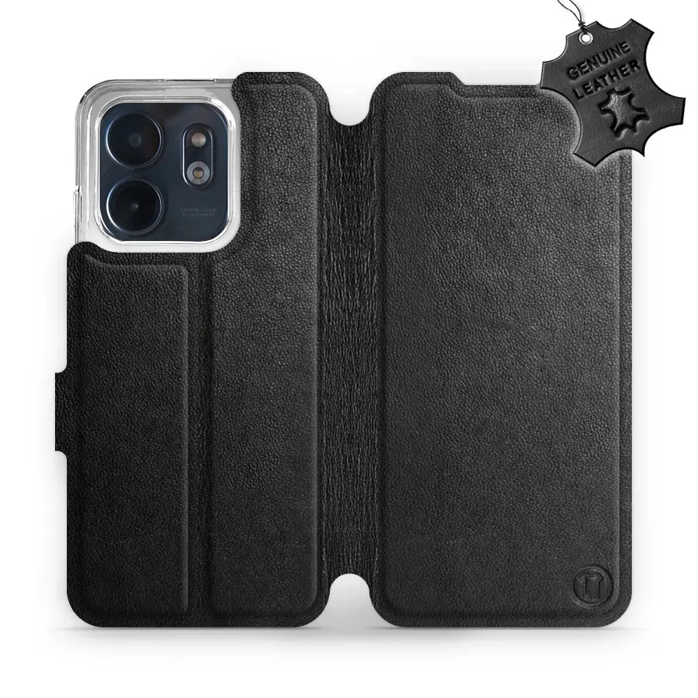 Echtleder Handyhülle für Infinix Smart 9, Mobiwear Leather, Schwarz