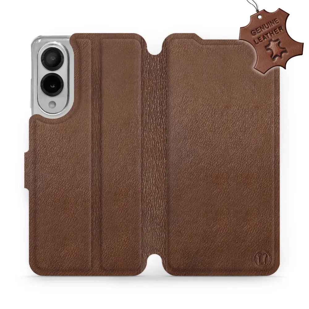 Echtleder Handyhülle für Galaxy S25 Edge, Mobiwear Leather, Braun