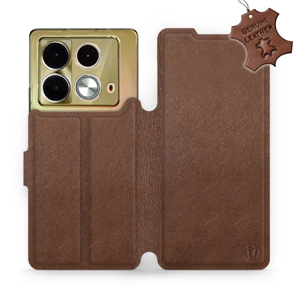 Echtleder Handyhülle für Infinix Note 40, Mobiwear Leather, Braun