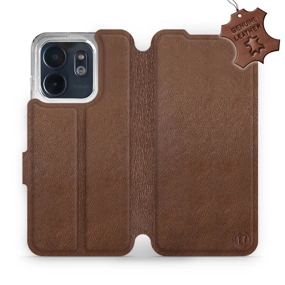 Echtleder Handyhülle für Infinix Smart 9, Mobiwear Leather, Braun