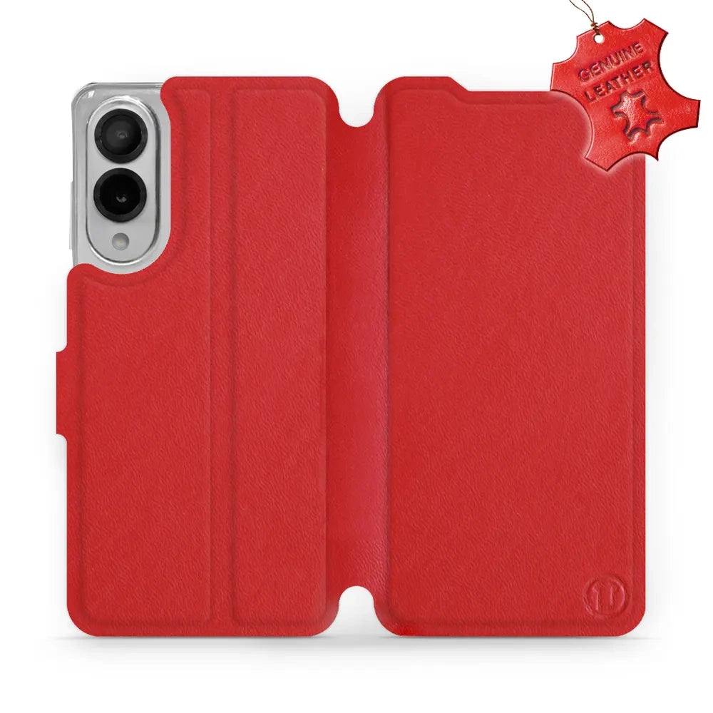 Echtleder Handyhülle für Galaxy S25 Edge, Mobiwear Leather, Rot
