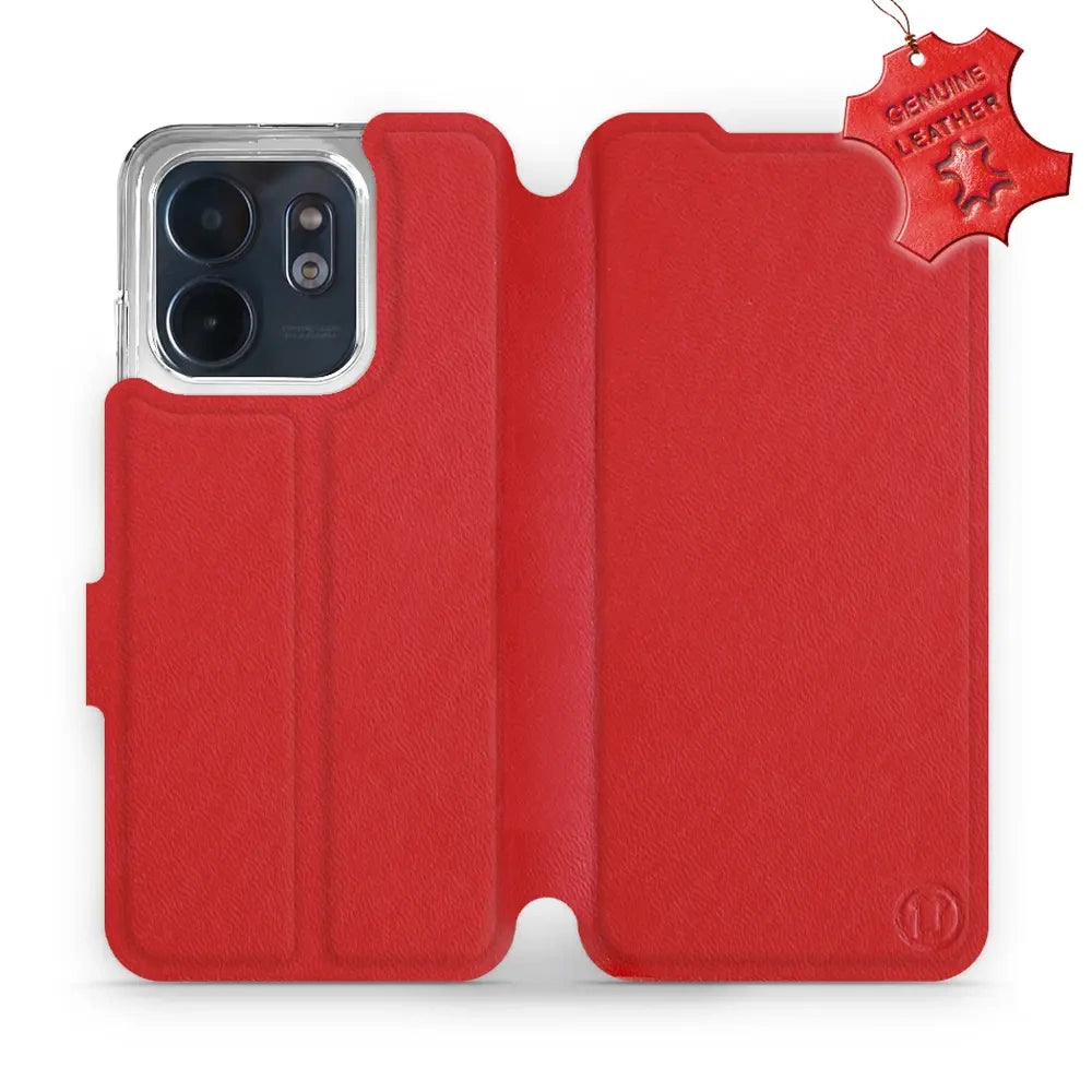 Echtleder Handyhülle für Infinix Smart 9, Mobiwear Leather, Rot