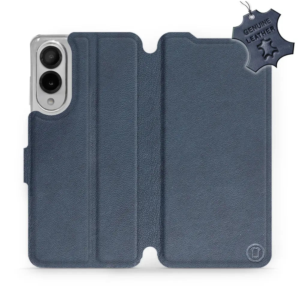 Echtleder Handyhülle für Galaxy S25 Edge, Mobiwear Leather, Dunkelblau