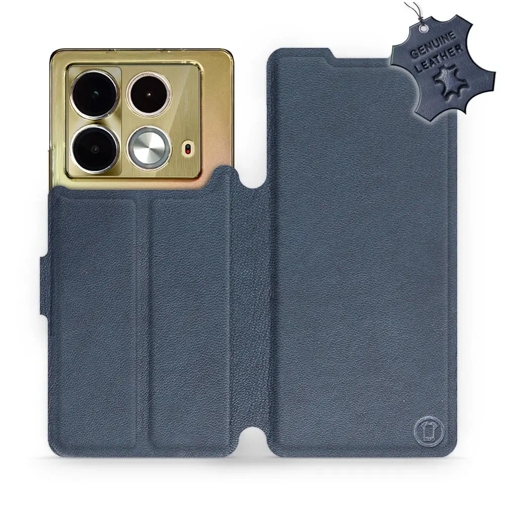 Echtleder Handyhülle für Infinix Note 40, Mobiwear Leather, Dunkelblau