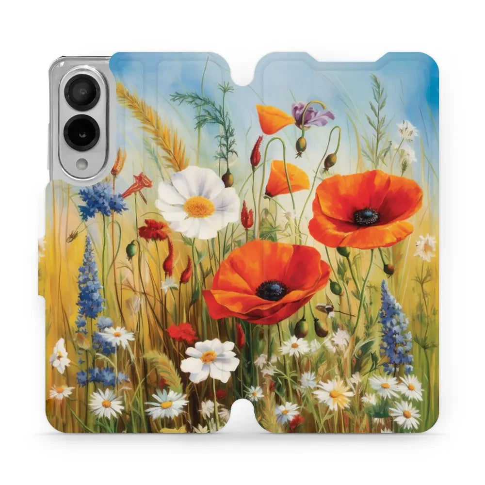 Handyhülle mit klappe für Galaxy S25 Edge, Mobiwear Book, Wiesenblumen