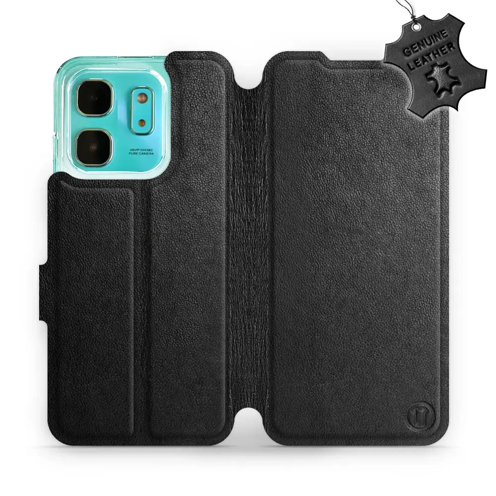 Echtleder Handyhülle für Infinix Hot 50i, Mobiwear Leather, Schwarz