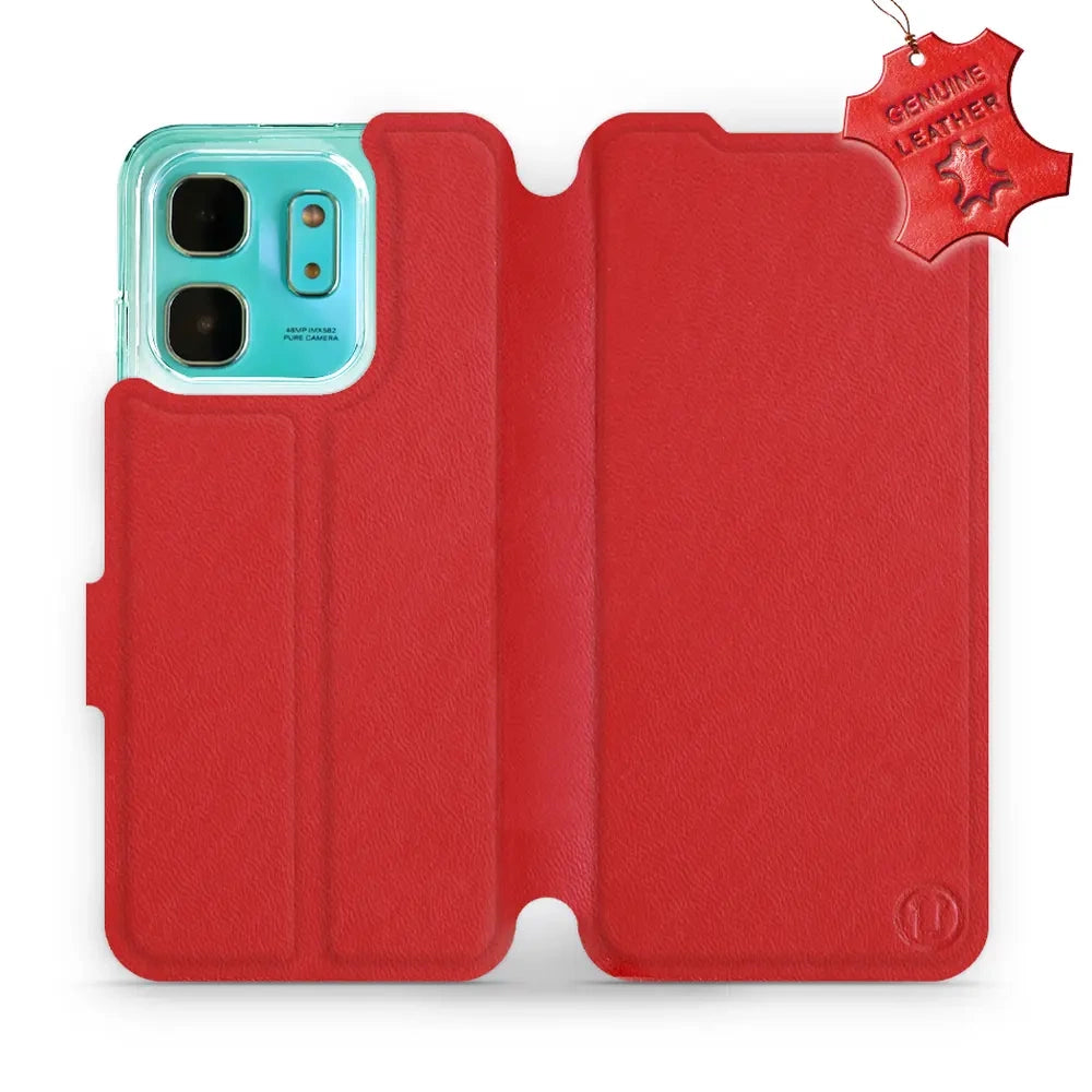 Echtleder Handyhülle für Infinix Hot 50i, Mobiwear Leather, Rot