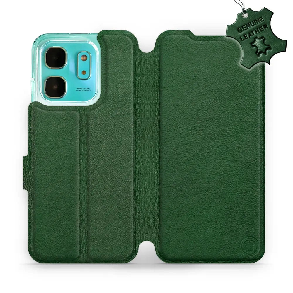 Echtleder Handyhülle für Infinix Hot 50i, Mobiwear Leather, Grün