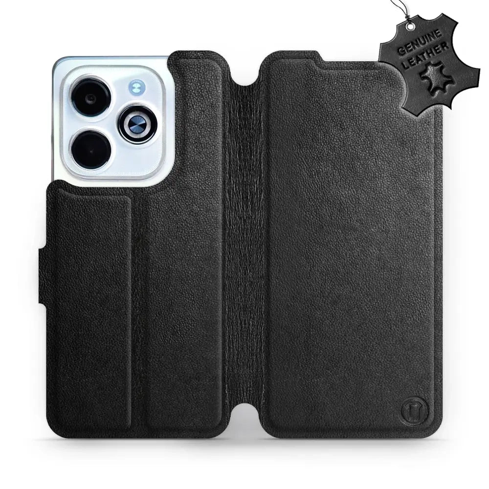 Echtleder Handyhülle für Infinix Hot 40i, Mobiwear Leather, Schwarz