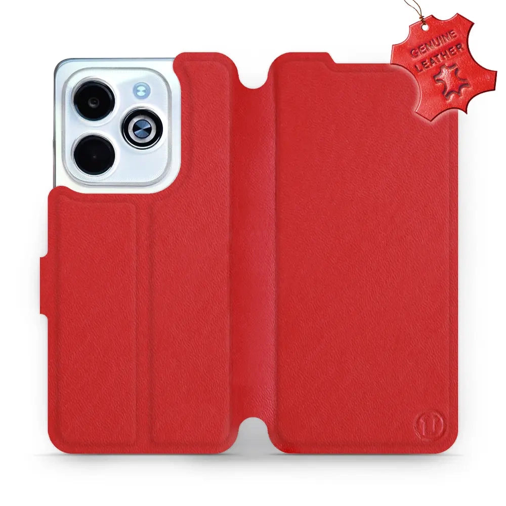 Echtleder Handyhülle für Infinix Hot 40i, Mobiwear Leather, Rot