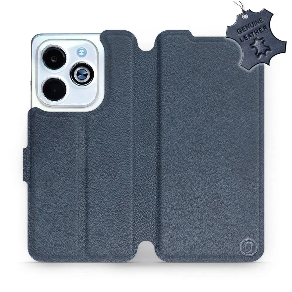 Echtleder Handyhülle für Infinix Hot 40i, Mobiwear Leather, Dunkelblau