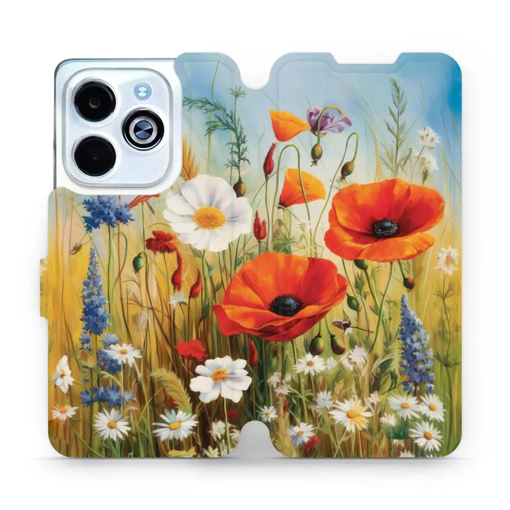 Handyhülle mit klappe für Infinix Hot 40i, Mobiwear Book, Wiesenblumen