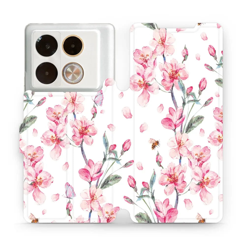Handyhülle mit klappe für Infinix Note 40 Pro, Mobiwear Book, Rosa Frühling